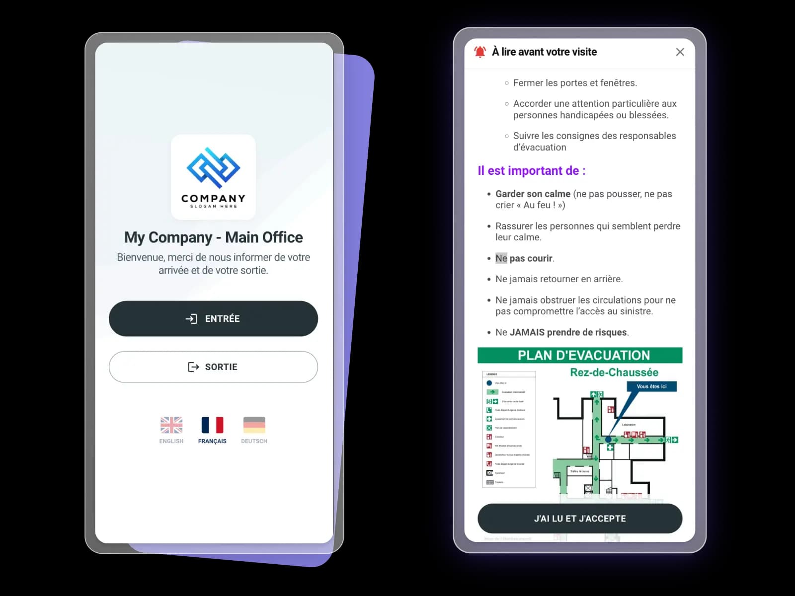 Enregistrement autonome des visiteurs
