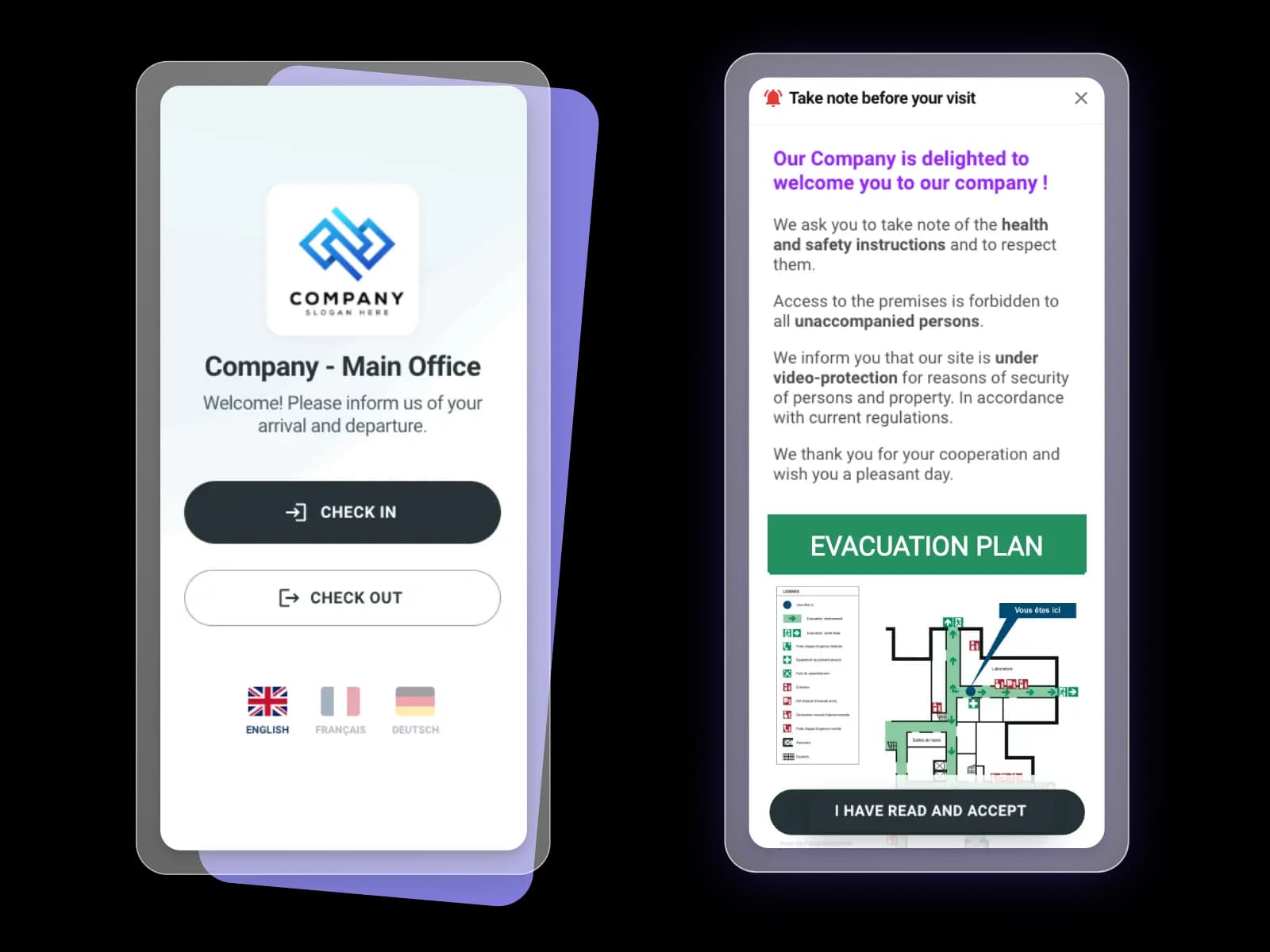Self-check-in for visitors