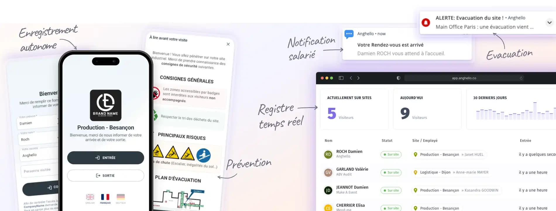 Anghello, le registre visiteurs numérique SaaS pour l'accueil en entreprise