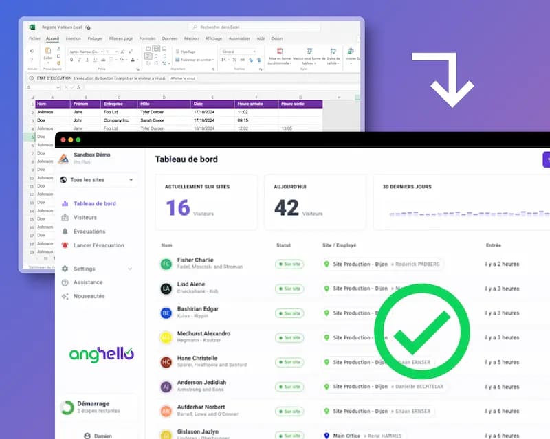 Registre Visiteurs : Excel VS Anghello